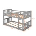 thumbnail image 3 of Twin Over Twin Floor Bunk Bed with Safety Guardrail, Climbing Ladder, Easy to Assemble, Saving Space, Bed Bedroom Storage Guard Rail Ladder (Gray), 3 of 7