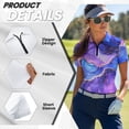 thumbnail image 6 of Binienty Purple Marble Pattern Matching Golf Shirts for Couples Comfortable Lightweight His and Hers Golf Shirts with Zipper for Tennis Hiking & Outdoor Sports ,Daily Wear for Couples, 6 of 7