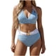 thumbnail image 2 of Traje de baño de 2 piezas para mujer, trajes de baño para mujer, traje de baño bikini de color liso con braguita reforzada, almohadilla en el pecho y tira en el cuello sin refuerzo de acero, traje de, 2 of 6