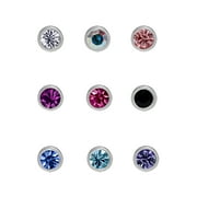 Body Jewelry Women’s Stainless Steel 22G Multicolor Stud Nose Ring, 9-Pack