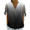 thumbnail image 2 of SYMOID Womens V - Neck Button Short Sleeve Tied Loose T - shirt for Misses, Casual and Fashionable,Black,Size L, 2 of 7