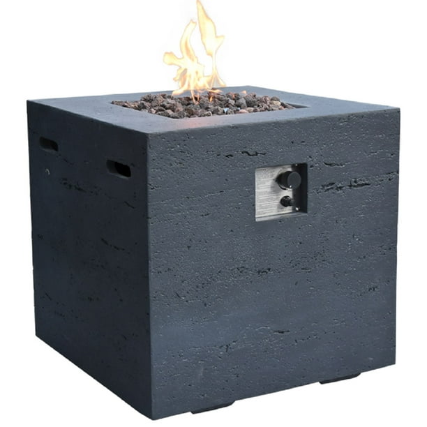Modeno Ellington Outdoor Fire Pit Propane Table 27 Inches Square Firepit Table Concrete High Floor Clearance Patio Heater Electronic Ignition Backyard Fireplace Cover Lava Rock Included Walmart Com Walmart Com