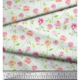 thumbnail image 3 of Soimoi White Rayon Fabric Leaves & Grandiflora Roses Floral Printed Fabric 1 Yard 56 Inch Wide, 3 of 3