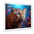 thumbnail image 2 of Designart "Golden and Blue Leopard Portrait I" Animals Framed Wall Art Decor - Modern Gold Leopard Entryway Framed Wall Art, 2 of 6