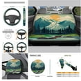 thumbnail image 4 of Uorisanigo Mountains Bears Car Front and Rear Cushion Covers Steering Wheel Cover Pillowcase for Automotive Water Coaster Gear Lever Cover+Hand Brake Cover Universal Fit 11 Sets, 4 of 7