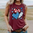 thumbnail image 4 of Fartey American Flag Patriotic Tank Tops for Women 4th of July Sleeveless Shirts Cute USA Flag Graphic Tanks Slim Fit Festival Undershirts Wine S, 4 of 4