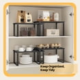 thumbnail image 4 of LEDREM 2-Tier Stackable Kitchen Shelf Organizer – Adjustable Countertop Storage for Spices, Utensils & Cookbooks，Expandable Metal，Wood Design， Black, 4 of 6