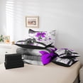 thumbnail image 4 of Eiffel Tower of France Bedding Set King 7 Pcs,Purple Bowknot Butterfly Bed in a Bag with Flat Fitted Sheet,Paris Comforter Set with Pillowcase and Sham,Romantic Valentine's Day Sheet Set, 4 of 5