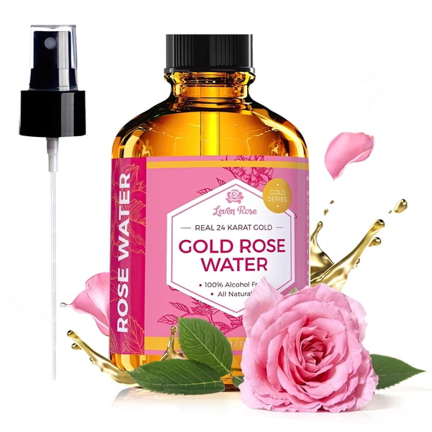 Toner Leven Rose, oro de 24 quilates, agua de rosas, 120 ml