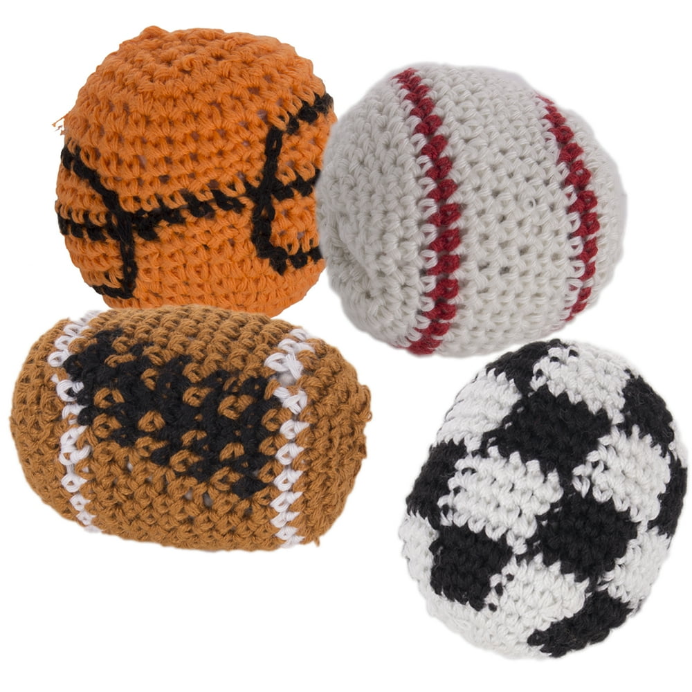 Football Soccer Basketball & Baseball Hacky Sack 4pc 1.75"diam Party Favors