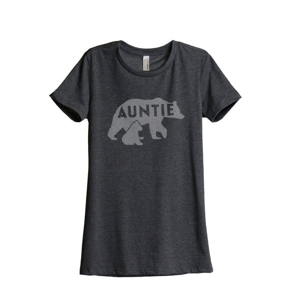 Thread Tank Auntie Bear Women's Fashion Relaxed Crewneck T-Shirt Tee Charcoal Small