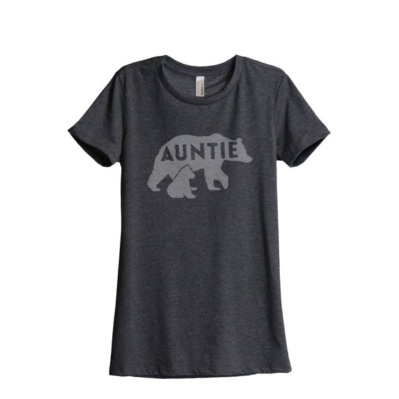 Thread Tank Auntie Bear Women's Fashion Relaxed Crewneck T-Shirt Tee Charcoal Small