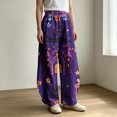 thumbnail image 2 of Bovemsi Capri Pants for Women Wide Leg Barrel Baggy Trousers, Elastic High Waist Casual Pants With Pockets Fashion Outfits Clothes L Multicolor, 2 of 4
