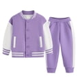 thumbnail image 5 of Girls Boys Warm Simple Long Sleeved Baseball Jacket Pants Casual Two Piece Set Tracksuit Sweatsuits Set Back-To-School Outfit Set 9-10 Years, 5 of 5