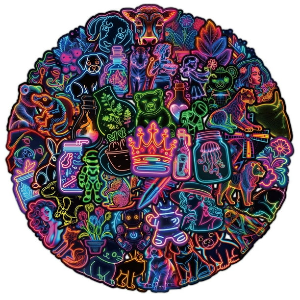 Calcomanías de vinilo estilo neón, impermeables, con diseño de grafiti, 50 unidades