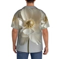 thumbnail image 3 of Balery Elegant Ivory Flower Camisa Casual de Manga Corta con Botones para Hombre, Texturizada, Estilo Cubano, para Playa, Verano-Large, 3 of 5