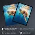 thumbnail image 3 of Sea Turtle Barbados Marine Swimming Blue Clear Water Artwork Framed Wall Art Print A4, 3 of 5