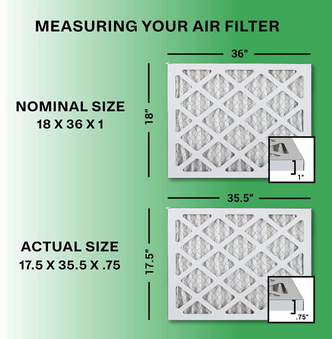 12-Pack, Platinum FilterBuy 18x36x1 Air Filter MERV 13 Pleated HVAC AC Furnace Filters 