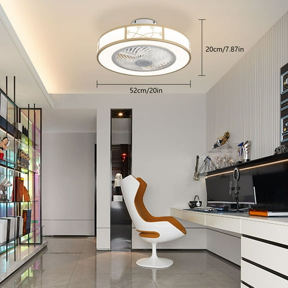 20in Caged Ceiling Fans With Light Low Profile Farmhouse Flush Mount Fandelier W/o Bulb for Living Rooms