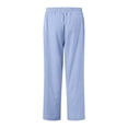 thumbnail image 6 of Duqingm Womens Pants Elastic Waist Pants for Women High Waist Wide Leg Pants Casual Palazzo Drawstring Striped Trousers Loose Oversize Lounge Pants with Pockets Blue,M, 6 of 7