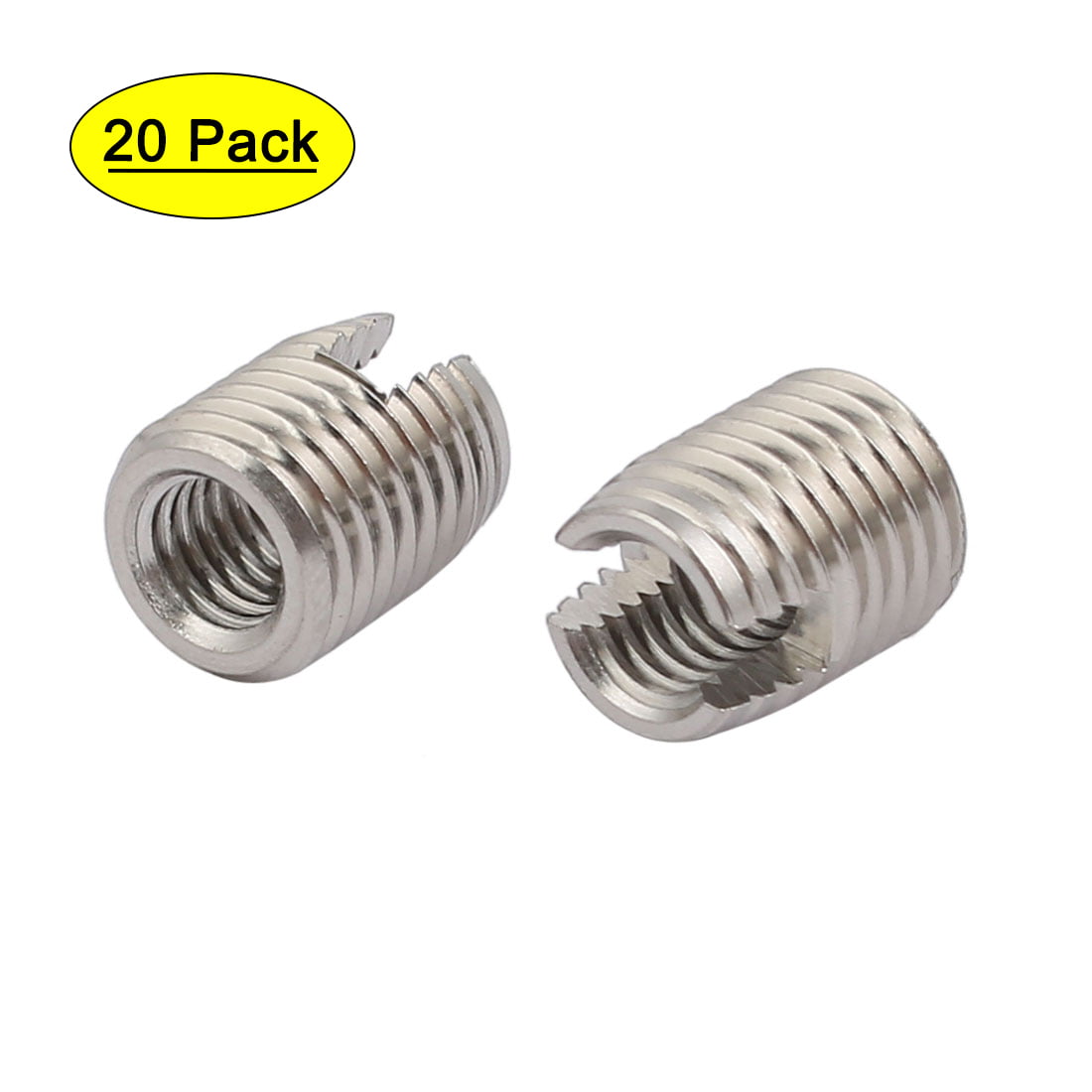 M5x10mm 304 Stainless Steel Self Tapping Slotted Thread Insert 20pcs 