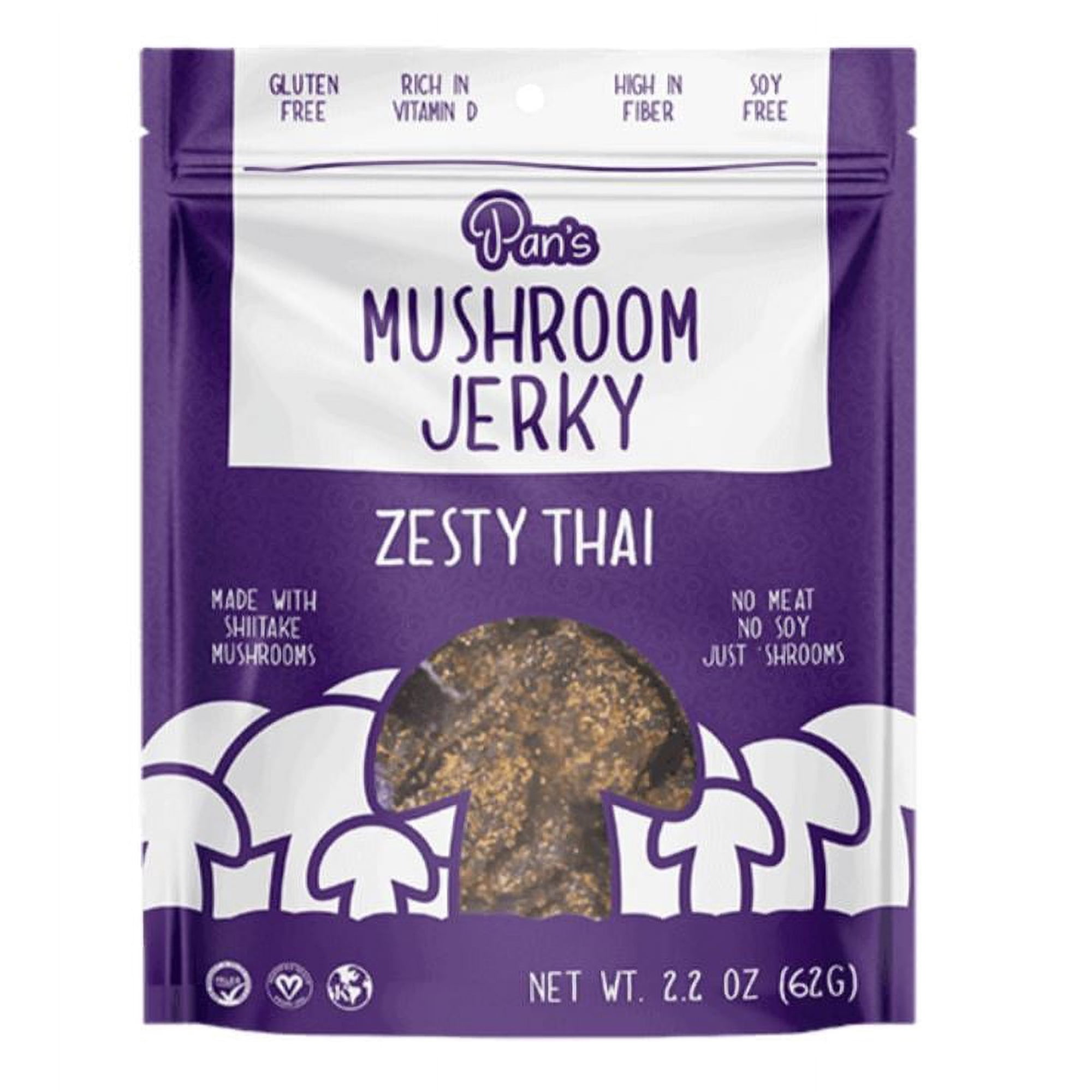 Pan s Mushroom Jerky Zesty Thai 2.2 Oz. (Pack Of 2.)