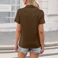 thumbnail image 3 of Women's Short Sleeve V Neck T-Shirts Fitted Collared Polos for Work Golf Shirts Casual Loose Tees Tops Brown 3XL, 3 of 4