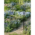 thumbnail image 6 of Accreate Garden Arch Arbor with Gate - Durable Metal Arch Trellis for Climbing Vines, Wedding Ceremony Decoration, Outdoor Garden Archway with Flourishes & Arrow Tips, Black, 6 of 7