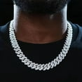 thumbnail image 6 of 15MM Cuban Link Chain Hip Hop Men Necklace Iced Out Paris Chain 2 Row Rhinestone Paved Miami Rhombus Cuban Men women Necklace, 6 of 7