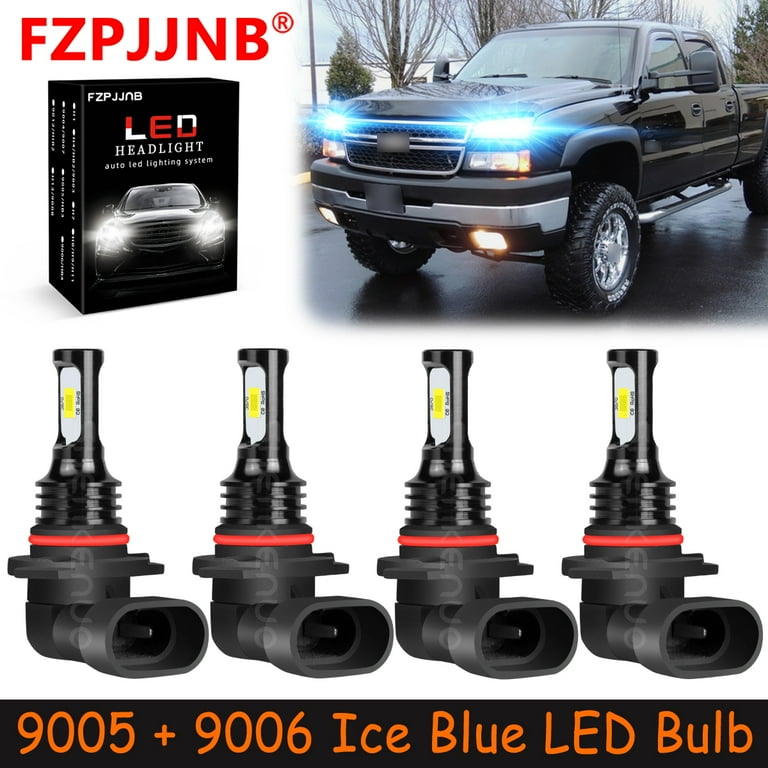 FZPJJNB 9005 9006 for Chevy Silverado Tahoe 1995 2006 Ice Blue Led Headlights Bulb High Low Beam HKL C16