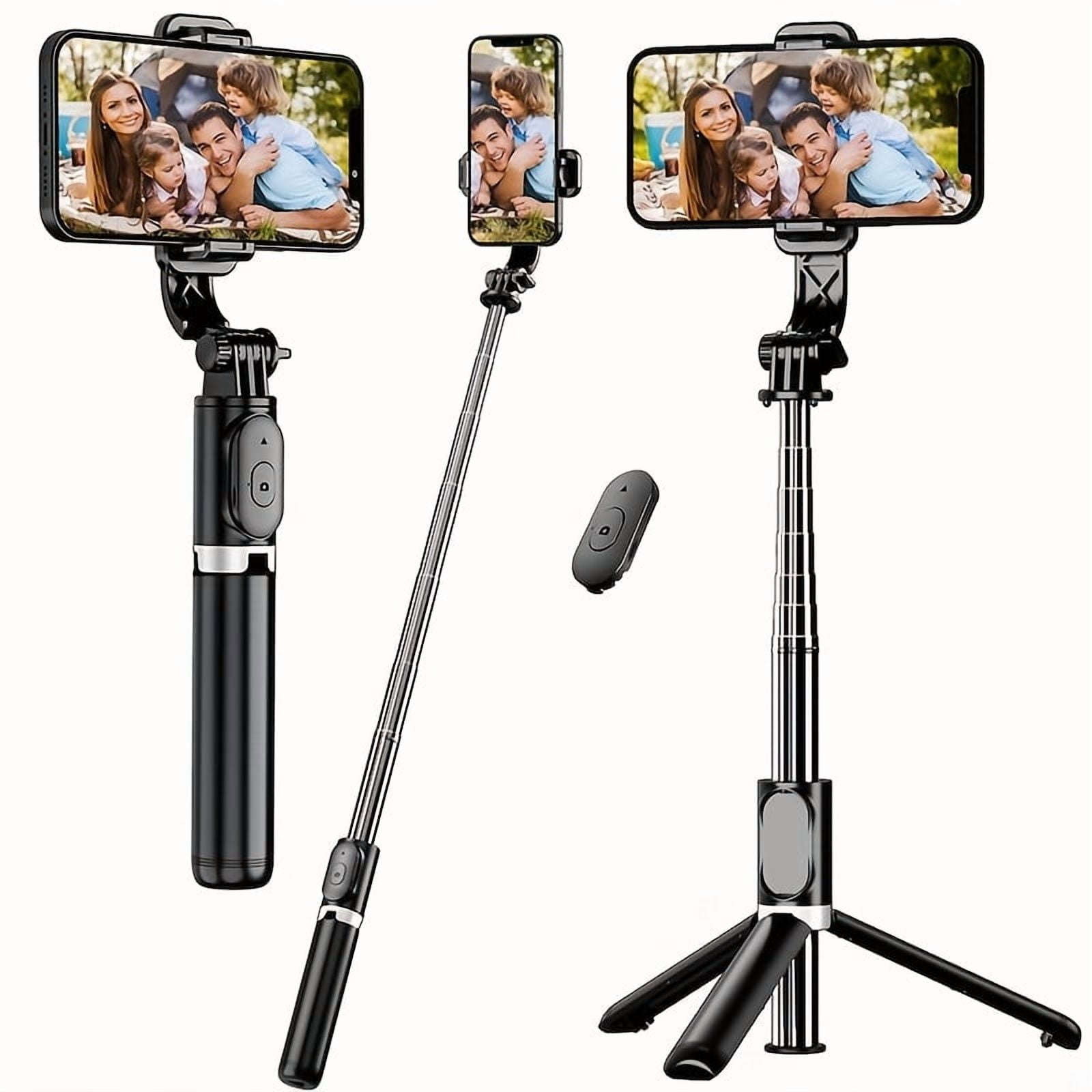 40 inch expandable phone selfie stick, professional floor stand, designed for wireless remote control of smartphone tripod live streaming, 360 ° rotatable, stable anti shake handheld monopod