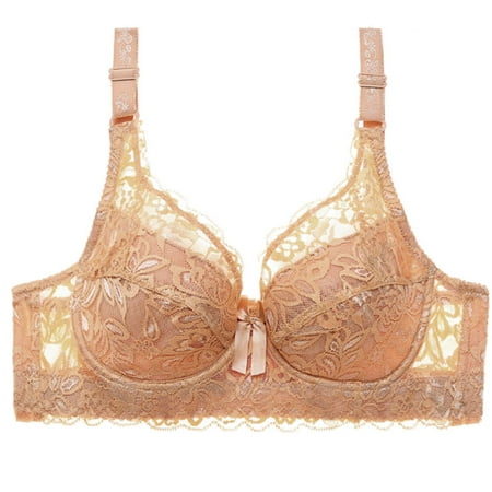 

Lace Bras For Women Gathering Push-Up Deep V Bra Adjustable Cordless Brassiere
