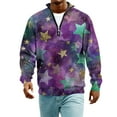 thumbnail image 7 of LNZGNM Mardi Gras Mens Shirt 1/4 Zip Plus Size Printed Sweatshirts Stand-Up Collar Long Sleeve Tops Stylish Mardi Gras Outerwear,Purple L, 7 of 7