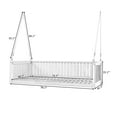 thumbnail image 3 of Patio Twin Size Garden Swing Bed, Wooden Porch Swing Frame with Ropes for Garden, Backyard, Patio, Safe Sloped Design (Teak), 3 of 8