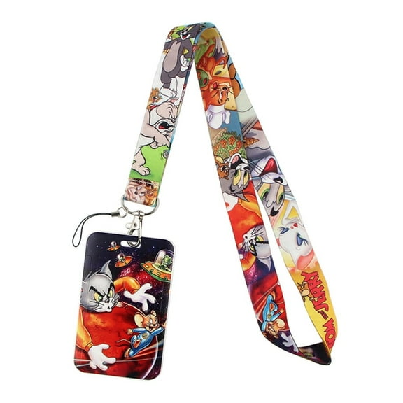 Tom And Jerry Cartoon Characters Design Lanyard With ID Holder Keychain