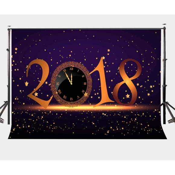 BSDHOME Polyester 7x5ft 2018 New Year Celebration Backdrop Glittering Stars Blue Setting Photography Background
