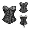 thumbnail image 4 of Hpapadks Fajas Colombianas Shapewear for Women Lace Vintage Jacquard Lace Up Elegant Push Up Bustier Strapless Corset Belt Halloween Black, 4 of 6