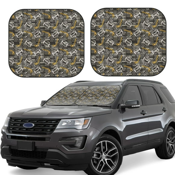 Cauagu Hockey1 Print Car Front Windshield Sun Shade,Foldable Anti-UV Car Sunshade for Front Window for Most Vehicles-Small