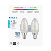 Cree 40W Equivalent Daylight (5000K) B11 Candelabra Exceptional Light Quality Dimmable E12 LED Light Bulb (2-Pack)