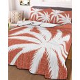thumbnail image 3 of Quilts Twin XL Size, Red Tropical Tree Soft Comforter Bedding Set for Bed, Summer Coastal Palm Trees Lightweight Quilted Bedspread with Pillow Cover(2 Pieces) for All Season, 68x98 Inch, 3 of 7