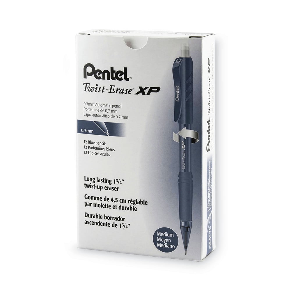 Pentel QE417C Twist-Erase EXPRESS Automatic pencl  0.70 mm  Blue Barrel  12 Pack