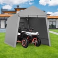thumbnail image 6 of Lumiparty 7x12 FT Outdoor Storage Shelter Tent, Waterproof Portable Carport with Roll-Up Door & Vents, Storage Shed for ATV, Motorcycle, Bike, Lawn Equipment & Garden Tools, Gray, 6 of 9