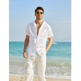 thumbnail image 3 of COOFANDY Men Linen Aloha Shirts Button Up Lightweight Beach Wear Wedding T Shirts, 3 of 6