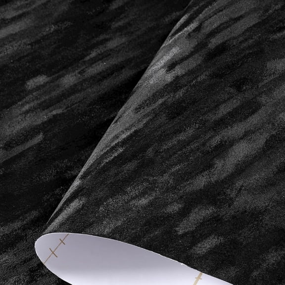 Black Velvet Liner for Kitchen Cabinets Shelf Liner 15.7"x200" Self Adhesive Felt Liner for Drawers Shelf Liners Solid Black Flocking Fabric Peel and Stick Velvet Contact Paper, Stripes Felt
