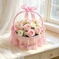 thumbnail image 4 of MERILER Faux Rattan Weave Flower Basket with Handle - Multi-Functional Storage Basket for Home Decor, Floral Display, Weddings, and Parties - Cute & Versatile Gift for Celebrations, 4 of 6