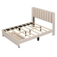 thumbnail image 4 of Leumius Full Size Platform Bed with A Storage Drawer,Velvet Upholstered Bed Frame with Wingback Vertical Channel Tufted Headboard,Beige, 4 of 8