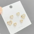 thumbnail image 3 of Sonducket 3 pares de pendientes de brazalete geométricos de corazón para mujer, tachuelas de Zirconia, joyería que combina con todo, regalo de Ropa, zapatos y accesorios Miscelánea Sonducket AP017079-00, 3 of 6