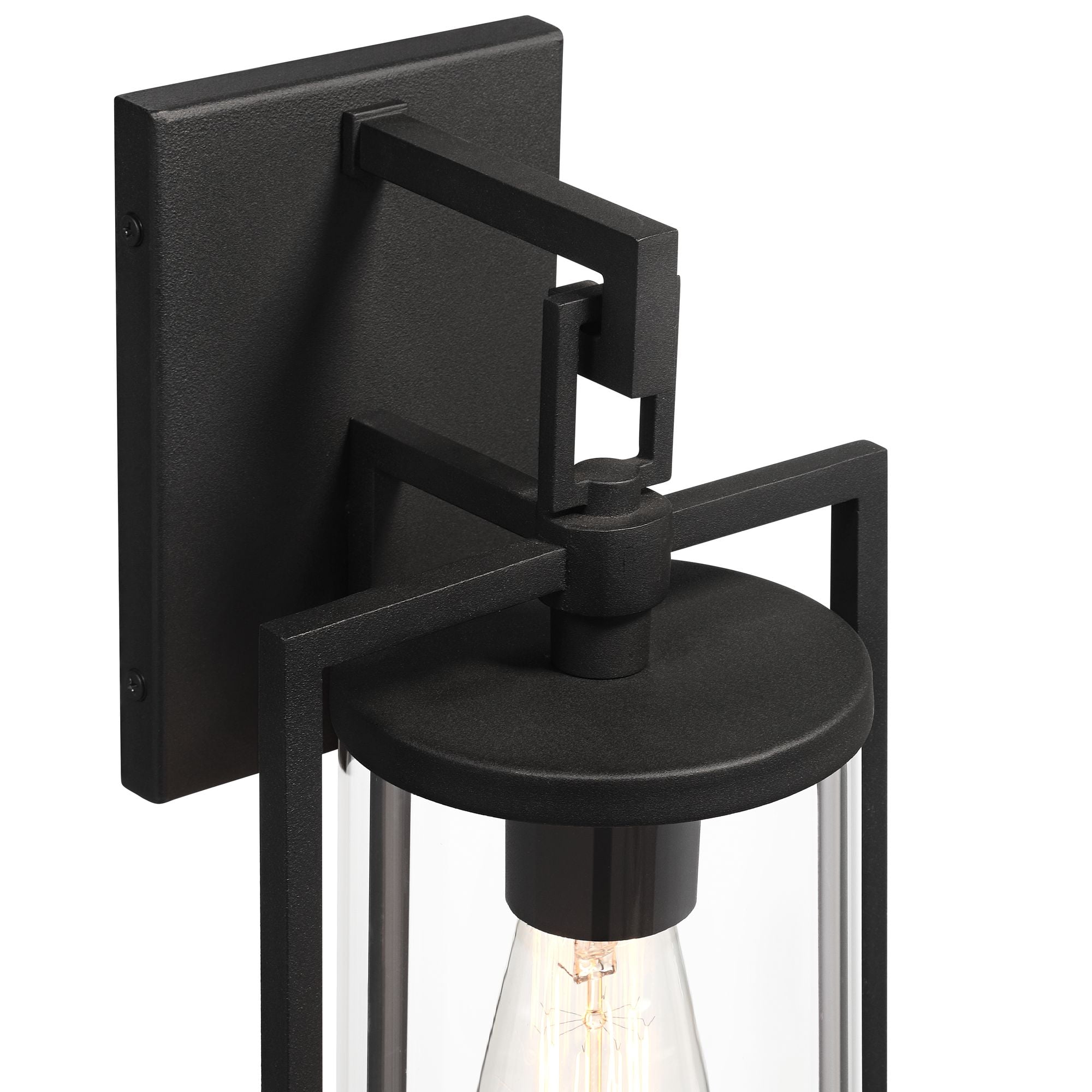 John Timberland Rennes 15 3/4" High Modern Outdoor Wall Light Fixture Mount Porch House Exterior Set of 2 Black Clear Glass Shade