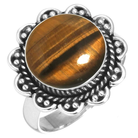 Natural Tiger Eye Ring 925 Sterling Silver Handmade Jewelry