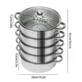 thumbnail image 2 of TFCFL 5 Tiers 26cm Stainless Steel Steamer Meat Vegetable Cooking Steam Pot Kitchen Tool with Glass Lid, 2 of 18
